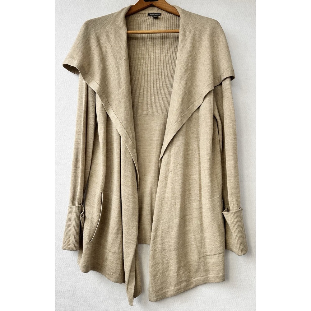Eddie Bauer Wool Blend Cardigan Cascade Women’s Large Neutral Capsule Minimalist